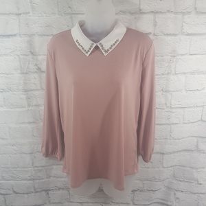 Faith & Joy Los Angeles Accent Embellished Collar Business Career Wear B…